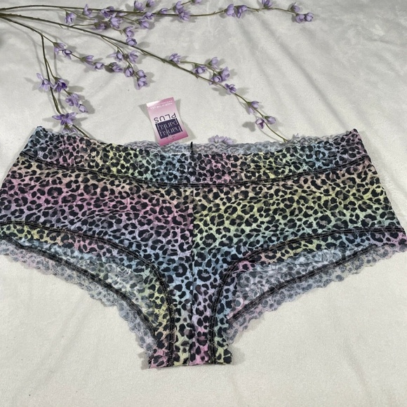 NEW Hanky Panky [ PLUS 3X ] Signature‎ Cheetah Rainbow Lace Boyshorts Panty - Picture 4 of 12